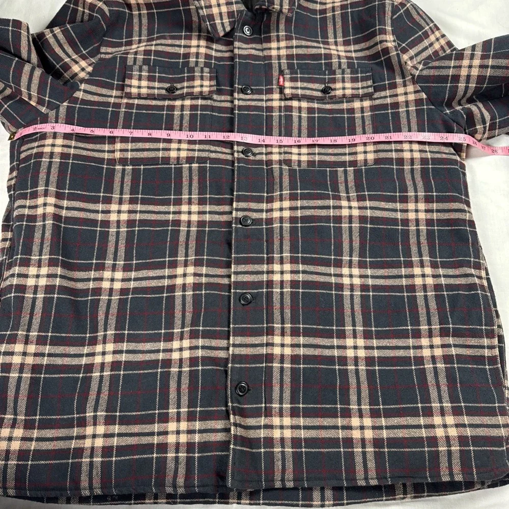 Levis Plaid Men Jacket Lined Buttons And‎ Zipper Sz XL